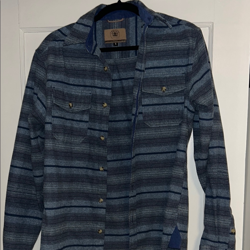 Levitate Blue Striped Button-Up Shirt Jacket